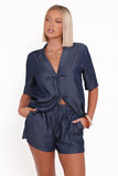 Aaliyah Chambray Shorts Dark Wash
