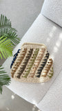 Eadie Crochet Weave Framed Clutch Multi Natural