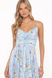 Naira Pleated Maxi Dress Cornflower Blue Floral