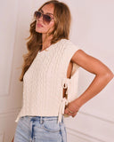 Ivara Cable Knit Side Tie Sleeveless Sweater