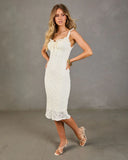 Romantic Prairie Floral Knit Crochet Midi Dress