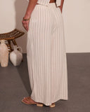 Lainee Striped Drawstring Linen Blend Wide Leg Pants