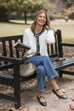 Yorkshire Contrast Hem Cardigan Cream