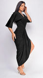 Zelia Venetian Midi Dress Black