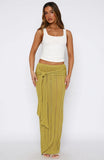 Out At Sea Knit Maxi Skirt Chartreuse