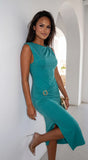 Seranova Ring Detail Midi Dress Teal Green