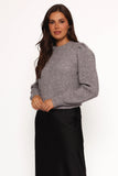 Makena Pearl Detail Knit Sweater Heather Grey