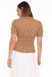 Lorraine Eyelet Top Brown