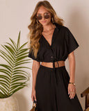 Gabbie Short Sleeve Collared Button Up Top