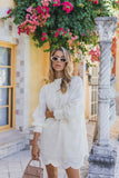 Stefania Long Sleeve Mini Dress Cream