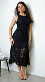 Strata Crochet Midi Dress Black
