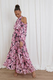 Hilary Pleated Maxi Dress Pink Floral