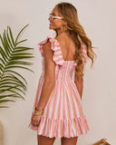 Seaside Pier Ruffle Striped Mini Dress