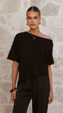 Blair Off Shoulder Tee Black