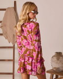 Charleston Waist Tie Floral Mini Dress