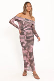 Caelira Skirt Pink Brown Print