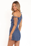 Tatum Off Shoulder Romper Dark Denim
