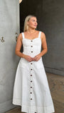 Indigo Midi Dress White Denim