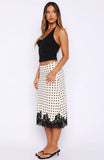 Knew Its You Midi Skirt Off White Black Polka Dot