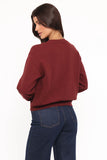 Brittany Placed Embroidery Flower Cardigan Burgundy