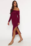 Cammie Long Sleeve Midi Dress Fuchsia