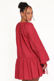 Hart Long Sleeve Mini Dress Wine