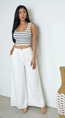 Calia Linen Wide Pants White