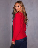 Candlelit Snow Floral Lace Neckline Sweater