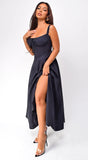 Noura Bustier Lace Up Midi Dress Black