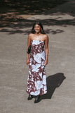 Ottavia Strapless Maxi Dress Blue Poppies