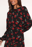 Mariska Long Sleeve Mini Dress Rose Print