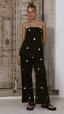Kailani Strapless Top and Pants Set Black White Polka