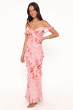 Alexia Off Shoulder Maxi Dress Pink Floral