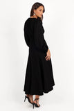 Ginnee Puff Sleeve Cutout Midi Dress Black