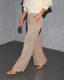 Aurora Darling Metallic Sequin Wide Leg Pants