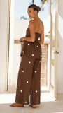 Kailani Strapless Top and Pants Set Chocolate White Polka Dot