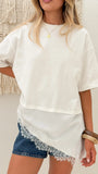 Mirandah Satin Panel T Shirt White