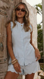 Finlay Button Up Top Blue