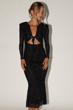 Salvatore Long Sleeve Midi Dress Black