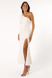 Charmed One Shoulder Midi Dress Off White