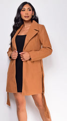 Lina Waist Tie Trench Coat Camel