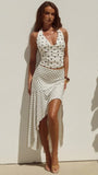 Melody Flounce Midi Skirt Cream Black Polka