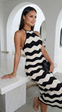 Solara Knit Halter Maxi Dress Cream Beige