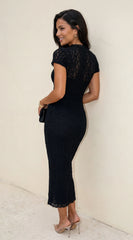 Kinga Lace Midi Dress Black