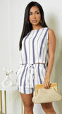 Marika Linen Stripe Set Blue