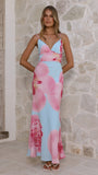 Scarlet Maxi Dress Blue Pink Floral