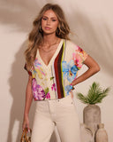 Tropic Theory Abstract Floral Print Top
