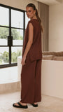 Florentine Knit Vest and Pants Set Chocolate