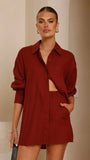 Charla Button Up Top Burgundy