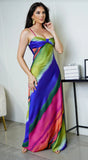 Elissa Multi Color Satin Maxi Dress Multi Color